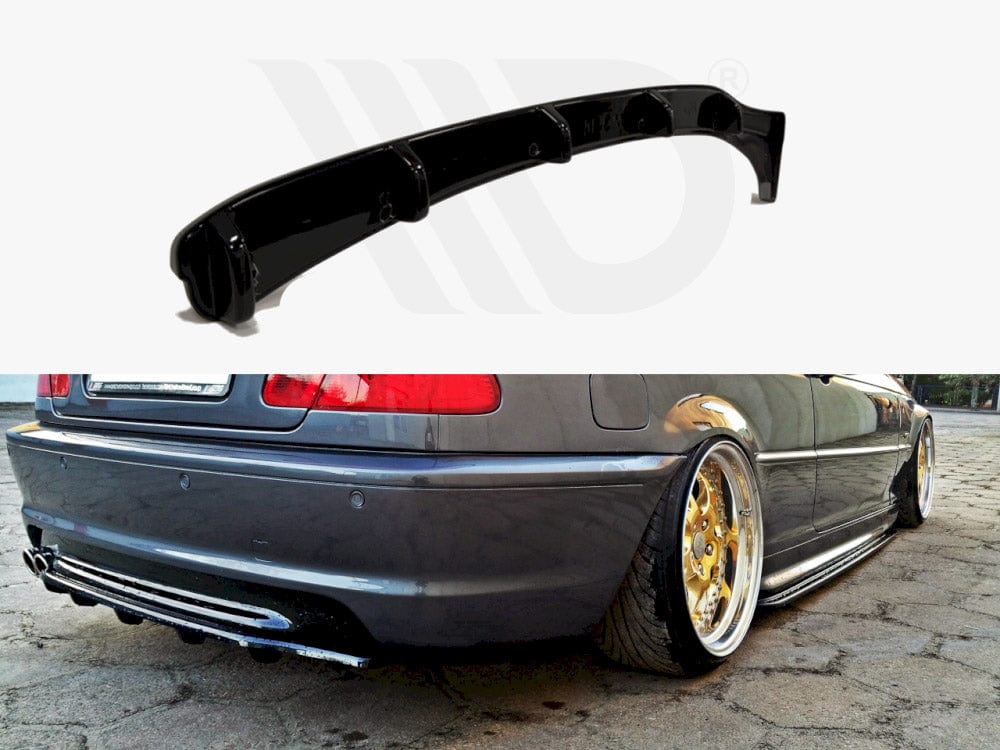 Maxton Design Gloss Black Central Rear Splitter (Vertical Bars) BMW 3 E46 Coupe M-Pack Maxton Design SR