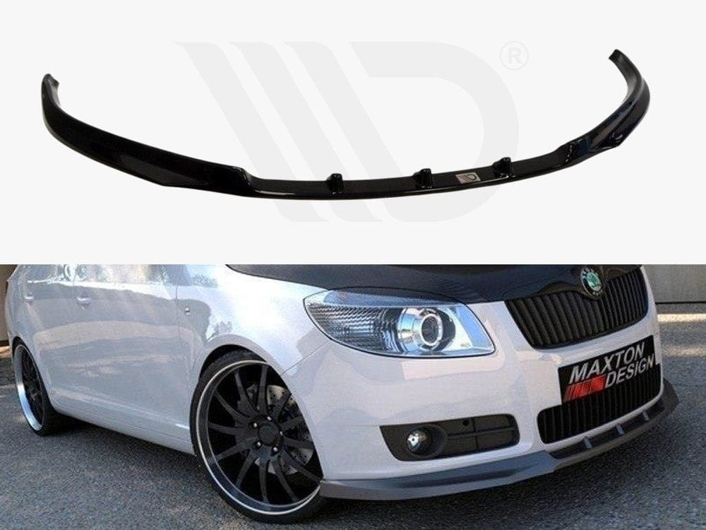 Maxton Design Gloss Black Front Splitter Skoda Fabia II (Preface Model, Standard Bumper) Maxton Design SR