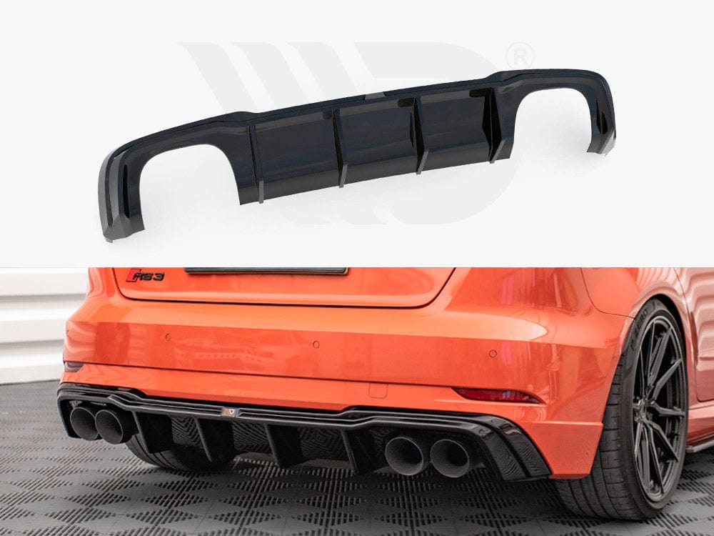 Maxton Design Gloss Black / Polished Trims Rear Valance + Milltek Sport Non-Resonated Exhaust Audi RS3 Sportback 8V Facelift Maxton Design SR