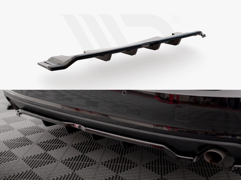 Maxton Design Gloss Black / Yellow Central Rear Splitter V.2 (Vertical Bars) Volvo V90 Mk2 Maxton Design SR