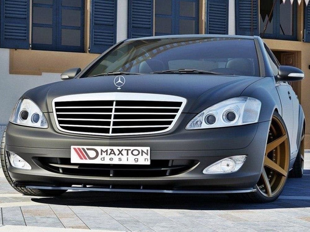 Maxton Design Gloss Black / Yellow Front Splitter Mercedes S-class W221 Maxton Design SR