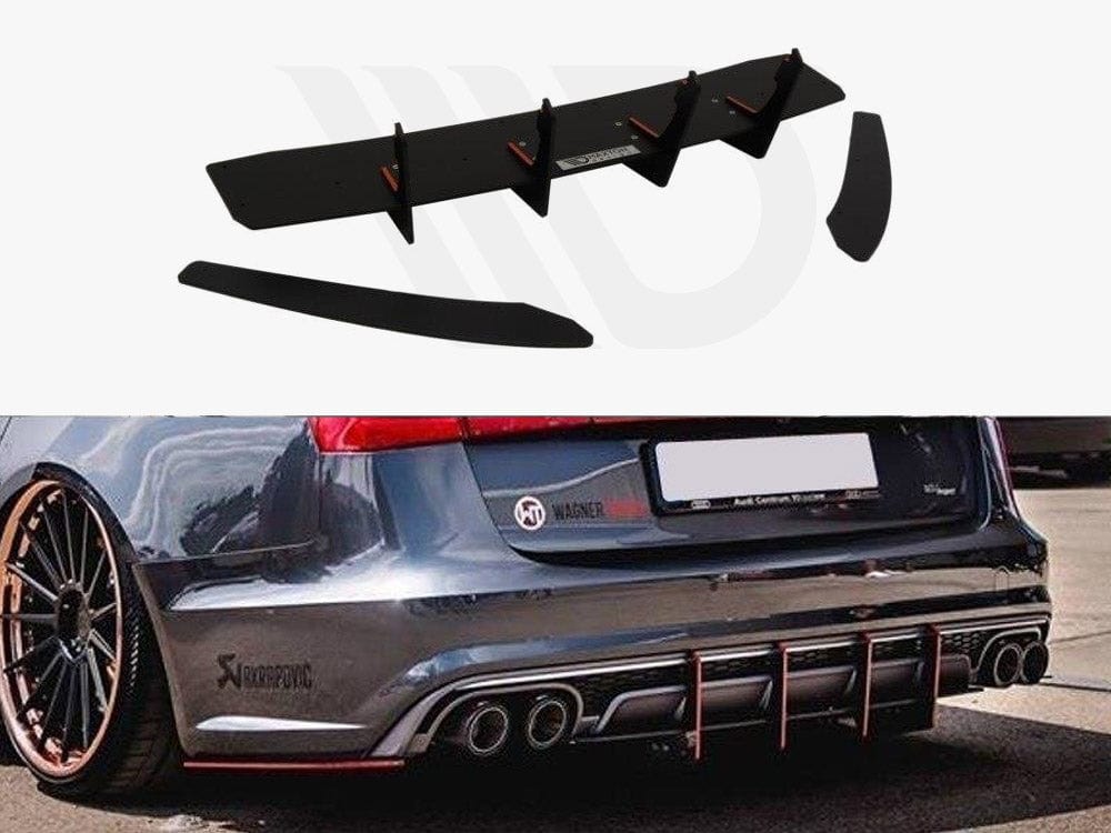 Maxton Design Rear Diffuser &amp; Rear Side Splitters Audi S6 C7 Facelift Maxton Design SR