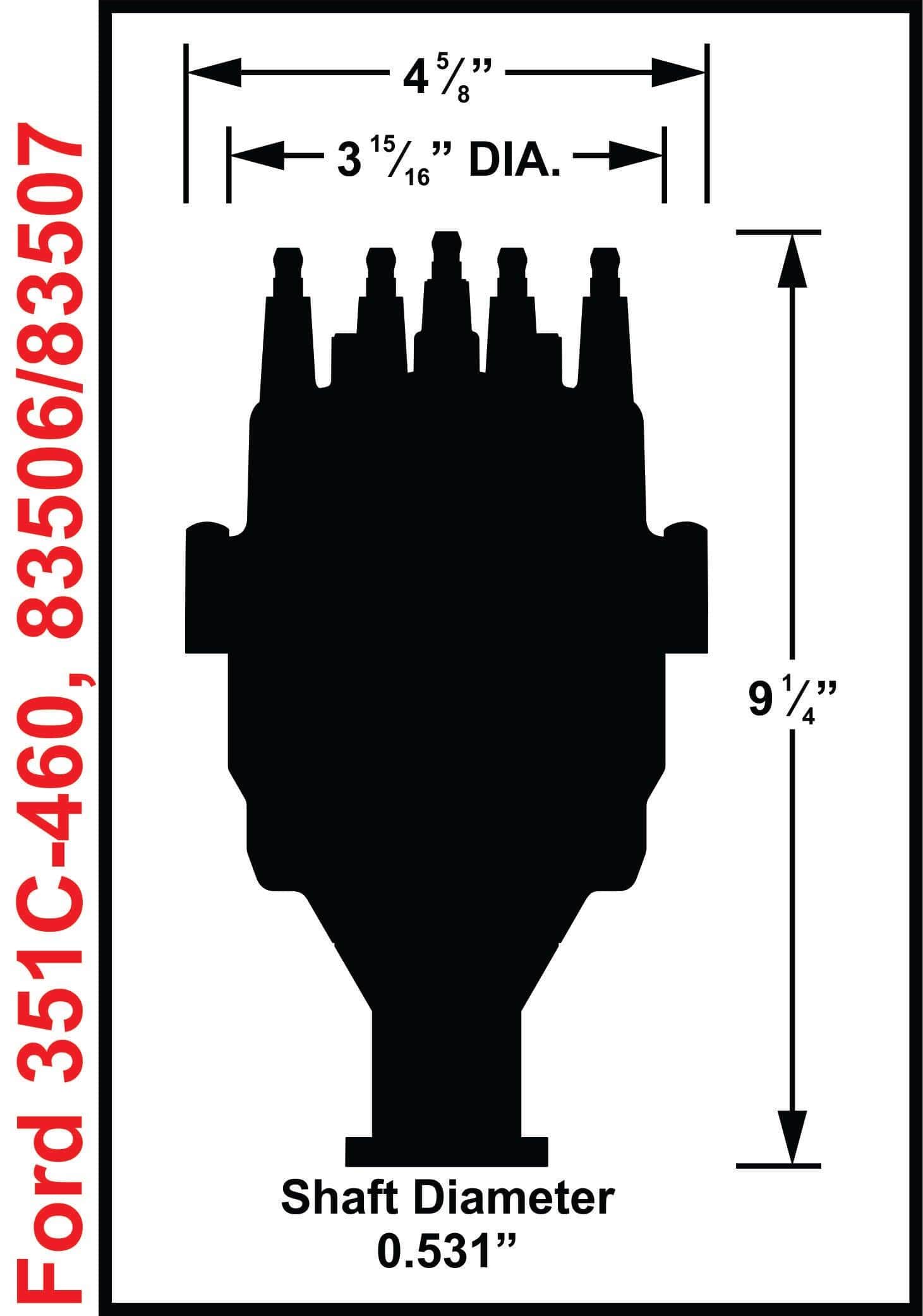 MSD Suit Ford 302-351C and 429-460. Will not fit late XD blocks MSD Marine Pro-Billet Ready-To-Run Distributor with Iron Gear .510" Dia. (13mm) MSD8 SR