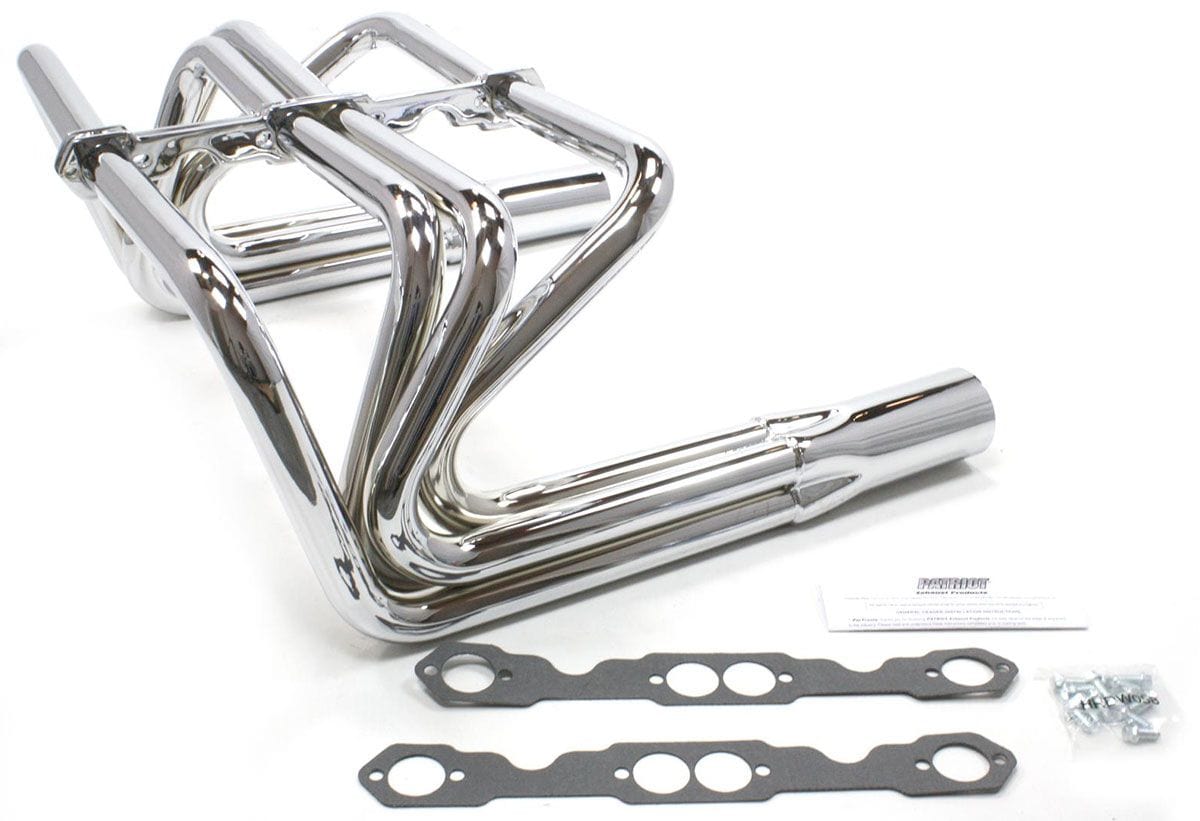 PATRIOT Suit SB Chev 1-5/8" Primary Pipe With 2-1/2" Collector, Round Port Patriot Exhaust Chrome Sprint T-Bucket Header PATH8070 SR
