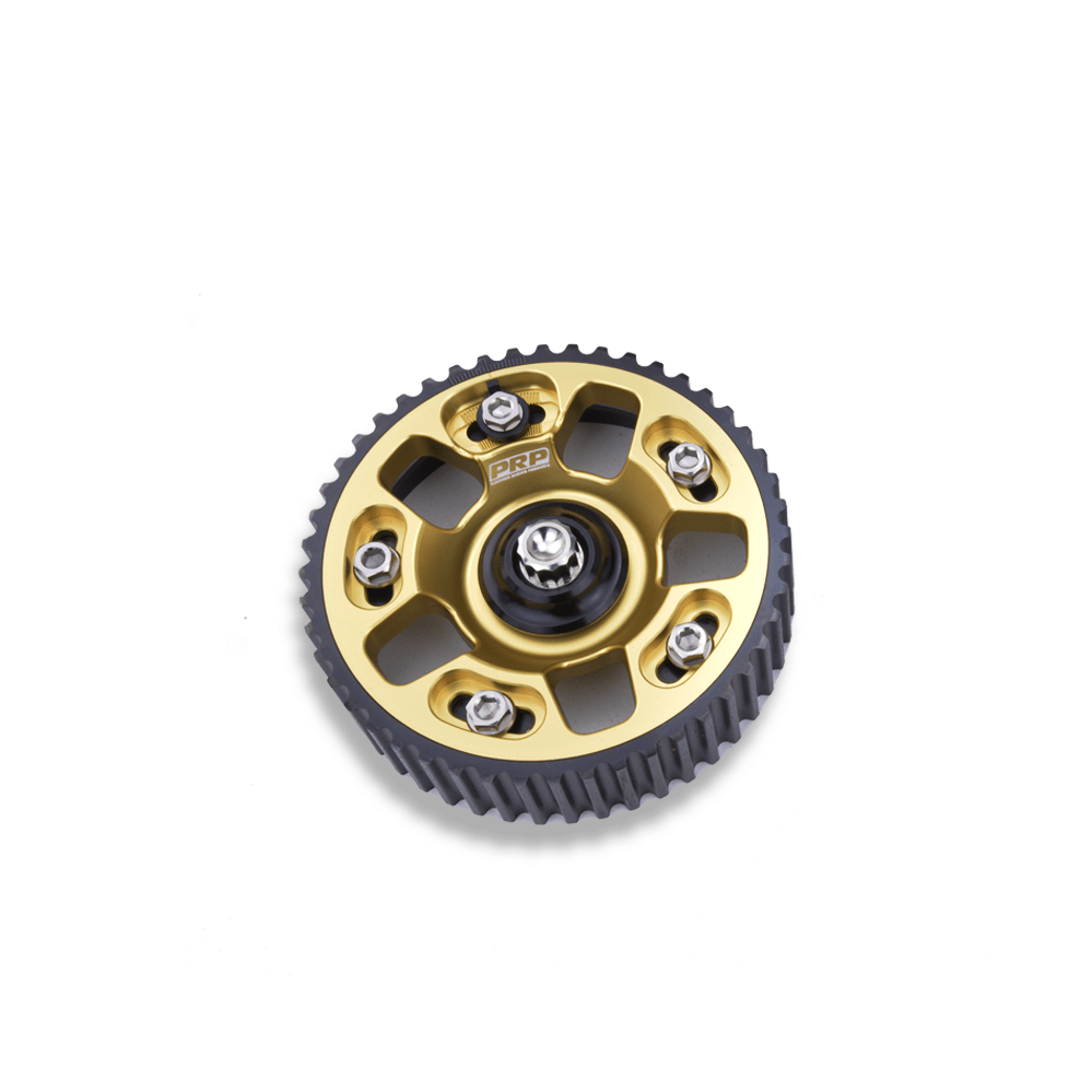 Platinum Racing Products Adjustable Cam Gear Cardo Zinc / Add Billet Retainer and TI Bolt x 2 Adjustable ALLOY OUTER Cam Gears to suit 1UZ SR