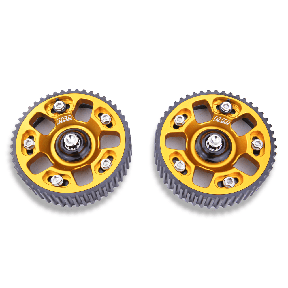 Platinum Racing Products Adjustable Cam Gear Gold / Add Billet Retainer and TI Bolt x 1 / Two Cam Gears Adjustable ALLOY OUTER Cam Gears to suit 1JZ / 2JZ SR