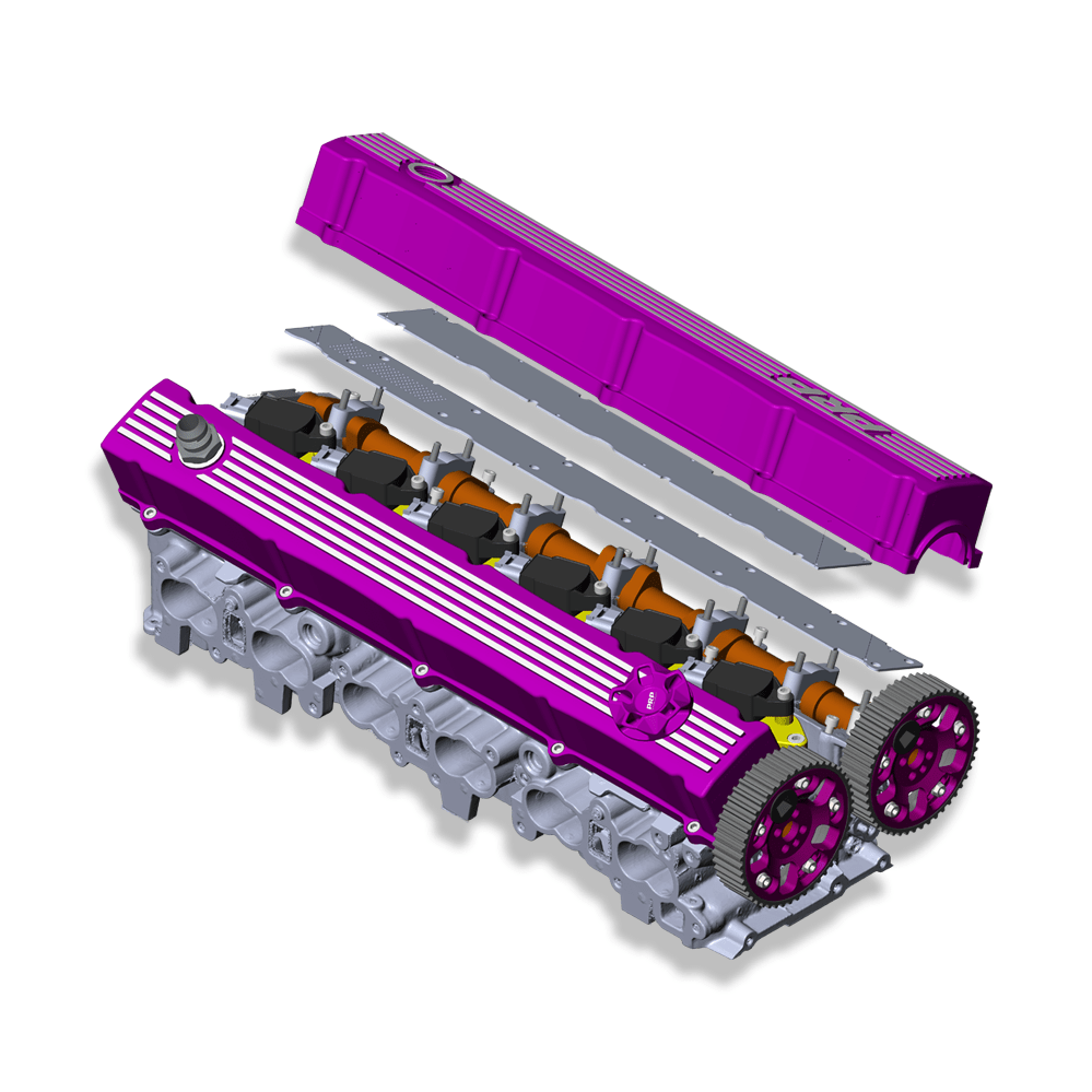 Platinum Racing Products Billet Cam Covers Purple / No Oil Cap / Smooth - With Filler Cap Port (Wet Sump) RB Twin Cam Baffled Cam Covers SR