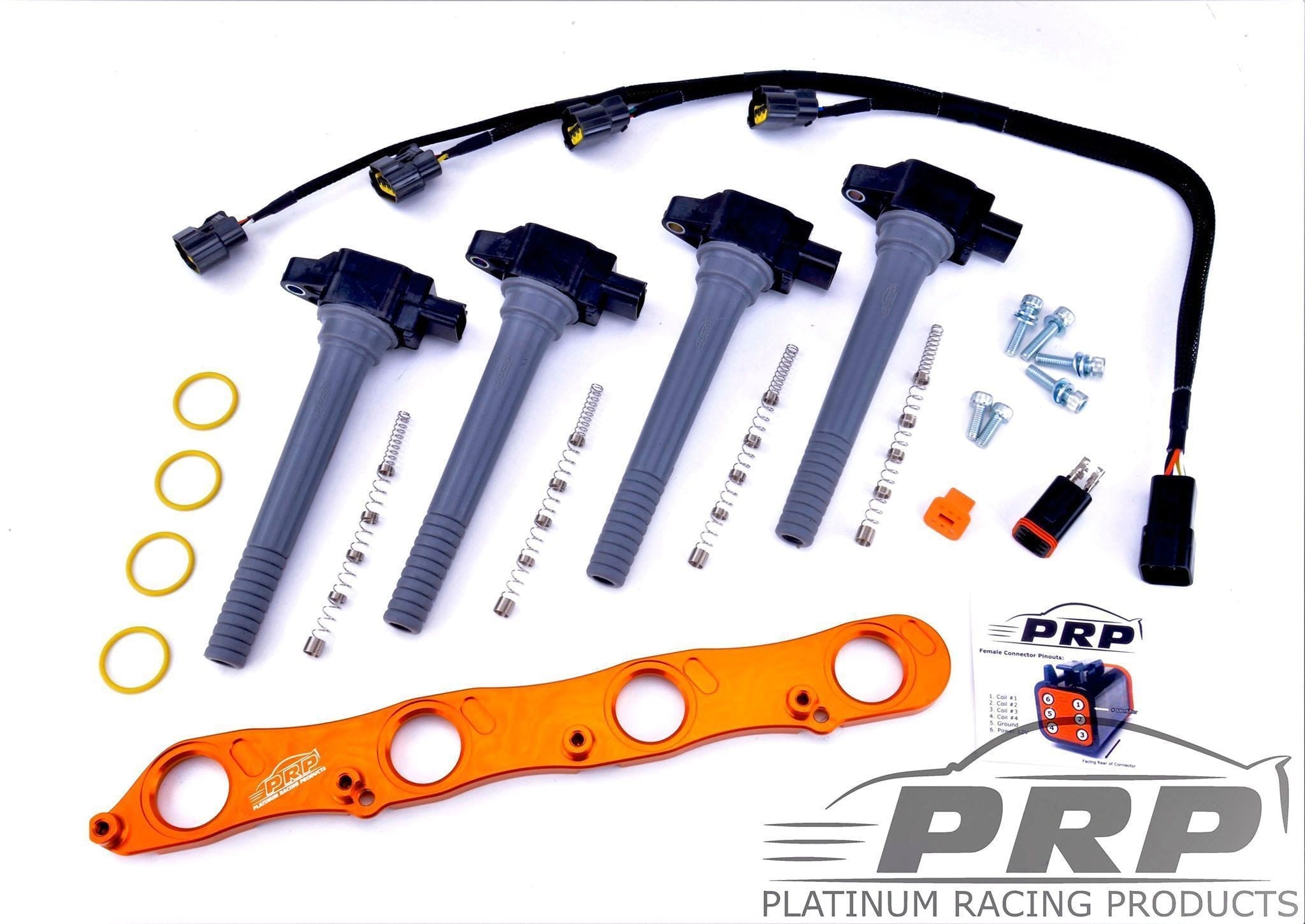 Platinum Racing Products Ignition Coil Kit Black / Bracket, Stalks Honda F Series Coil Kit SR