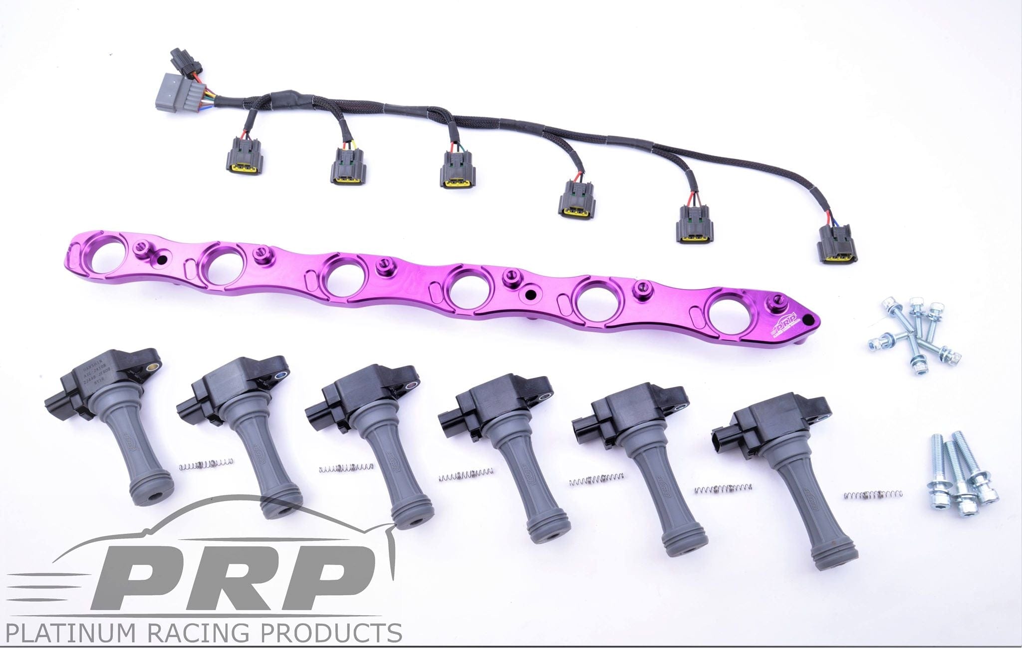 Platinum Racing Products Ignition Coil Kit Black / Bracket w/ Stalks + Coils / RBLOOM4 Nissan RB Twin Cam Coil Kit SR