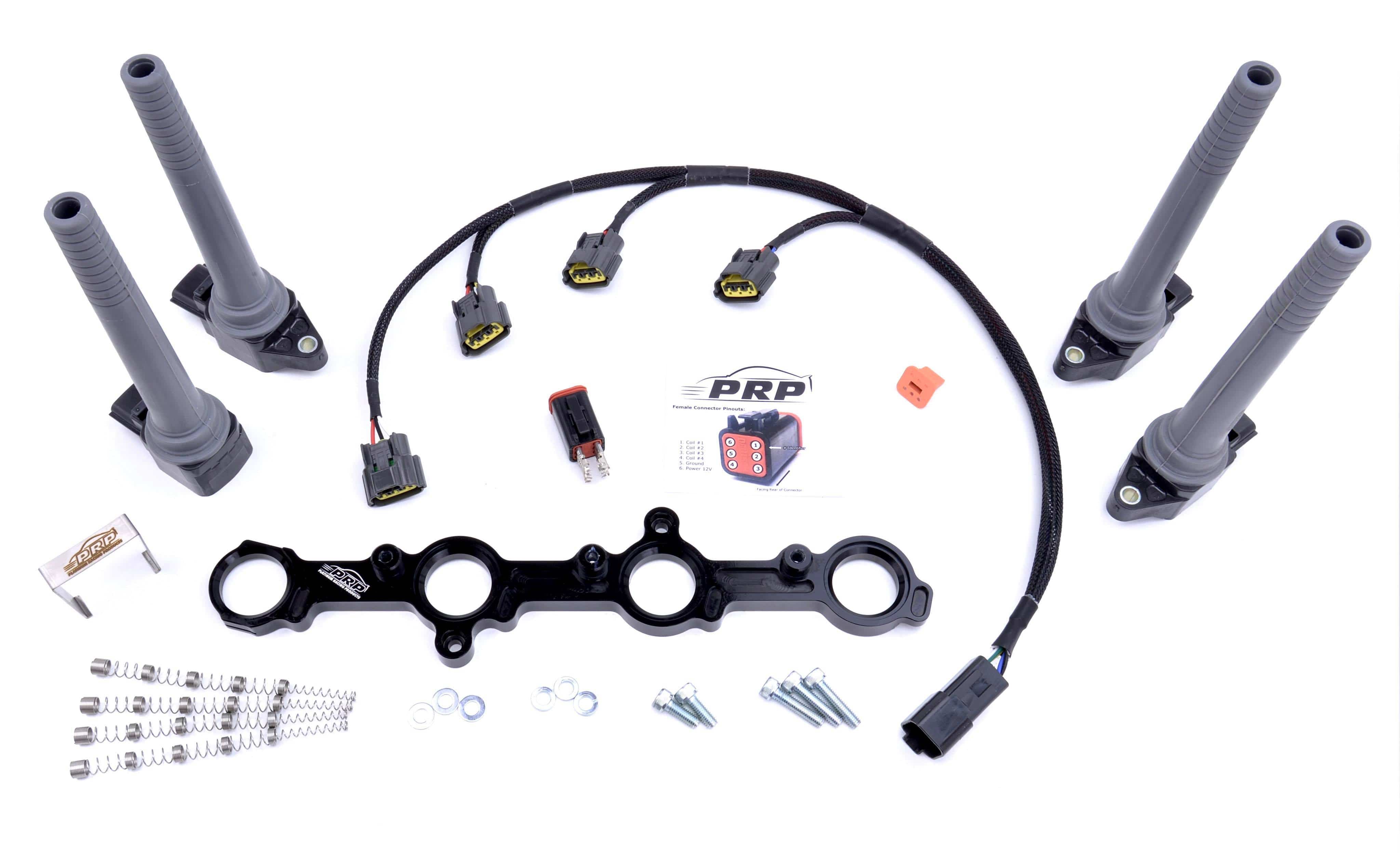 Platinum Racing Products Ignition Coil Kit Boring Black / Full coil Kit - Coils, Bracket, Stalks and loom Mitsubishi 4G63 Evo 1-3 & VR4 Coil Kit SR