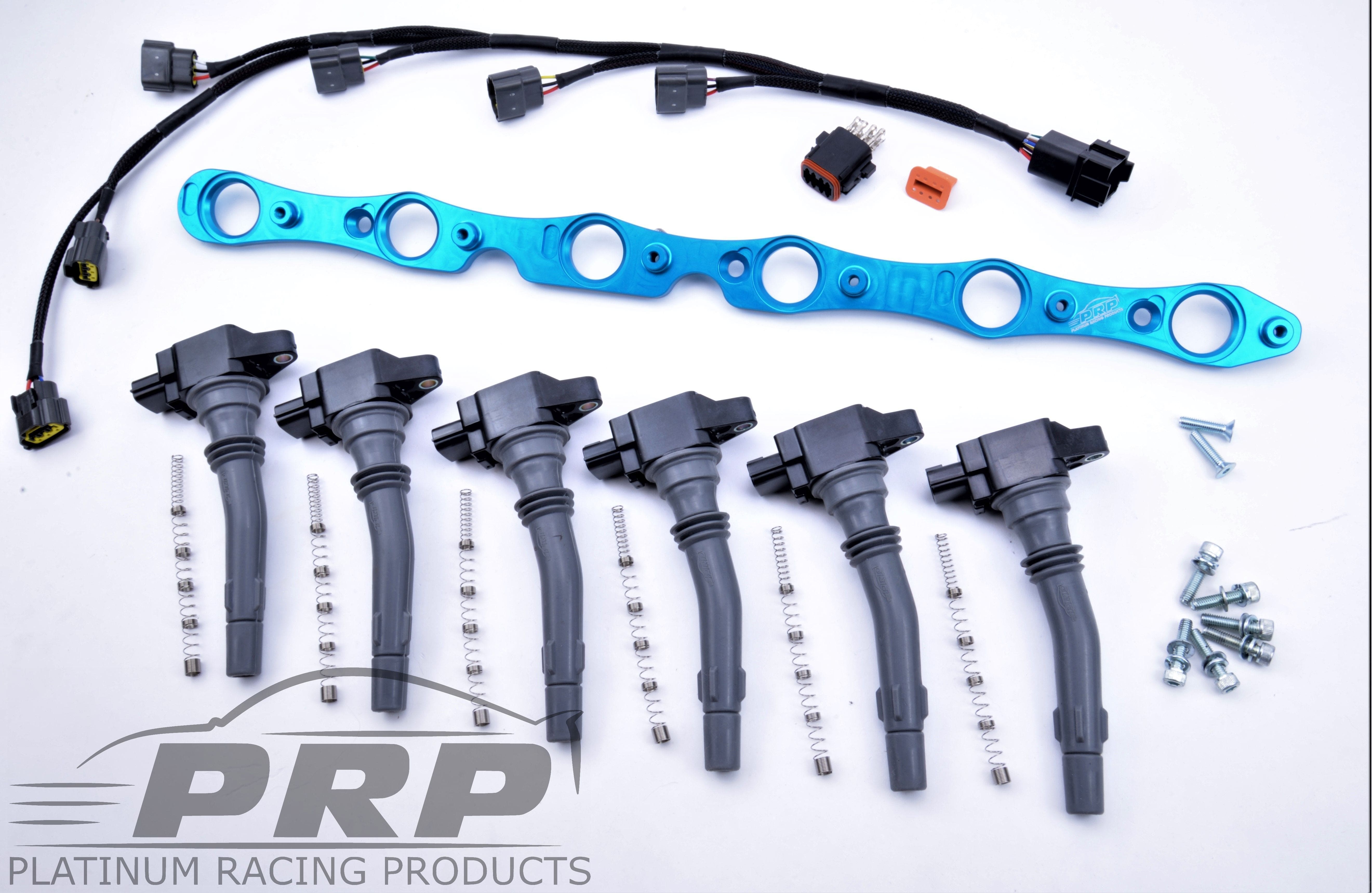 Platinum Racing Products Ignition Coil Kit Bracket + Stalks + Coils / No wiring loom / Purple Ford Barra Coil Kit SR