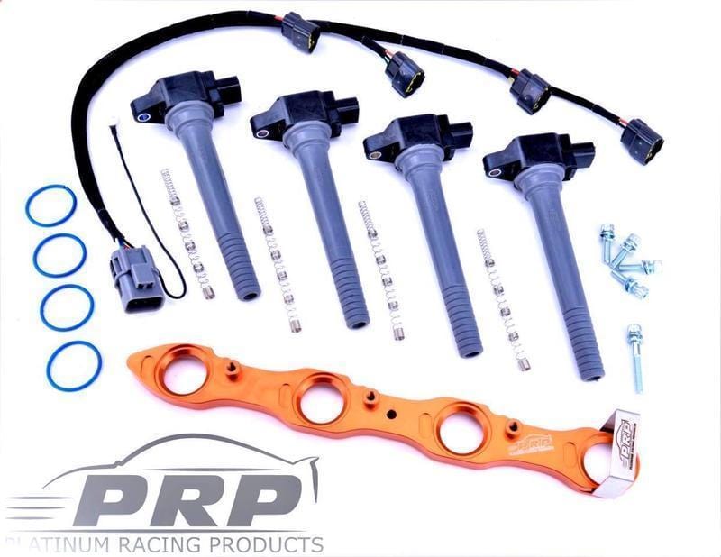 Platinum Racing Products Ignition Coil Kit Purple / Full Kit, Coils, Bracket, Stalks, Loom with Universal Deutsche Connector loom Nissan SR20 Coil Kit for Series 2 S14, S15, 180 Type X - Small Hole Rocker Cover SR