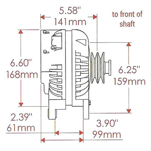 POWERMAST Chrysler, 95 Amps, 2 groove pulley, Single Wire, Chrome Finish Powermaster Powermaster Street Alternator PM175091 SR