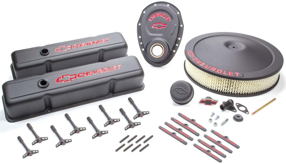 PROFORM Black Crinkle Suit SB Chev With Chevrolet Logo & Bowtie Emblem Proform Engine Dress-Up Kit PR141-758 SR