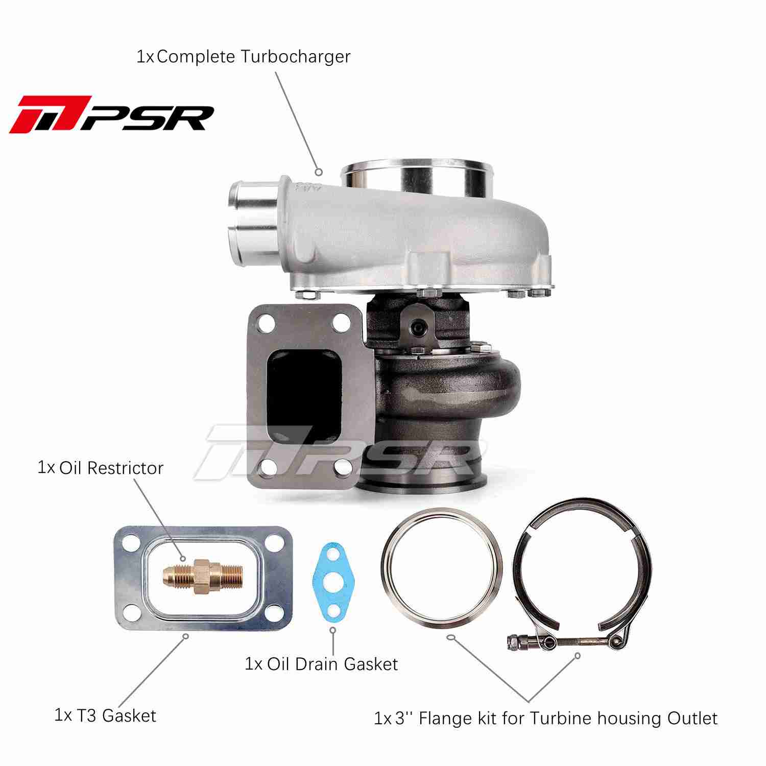Pulsar Turbochargers Standard / T3 A/R1.06 / Without Actuator PSR3076 Gen2 Compact Dual Ball Bearing Turbocharger SR