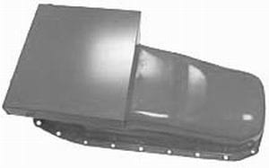 RPC Fits 1980-85 S/B Chev 283-350 Racing Power Company Orange Steel Drag Race Oil Pan, 8-1/4" Deep with 1 Trap Door (Dipstick on Driver SR