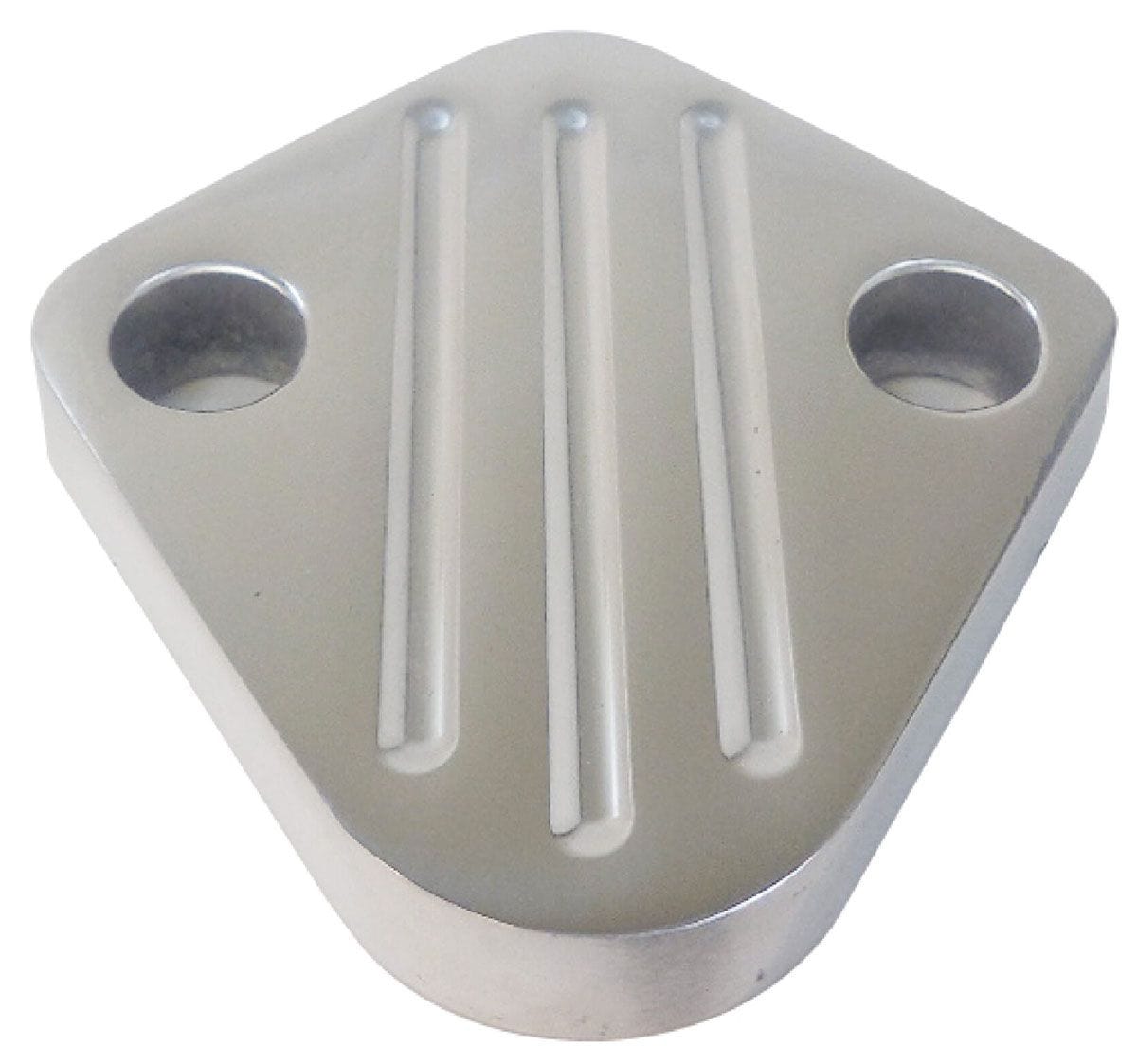 RPC Fits B/B Chev 396-454 & Others with 1-3/4" Centers Racing Power Company Polished Aluminium Fuel Block-off Plate, Ball Milled Style RPCR6258 SR