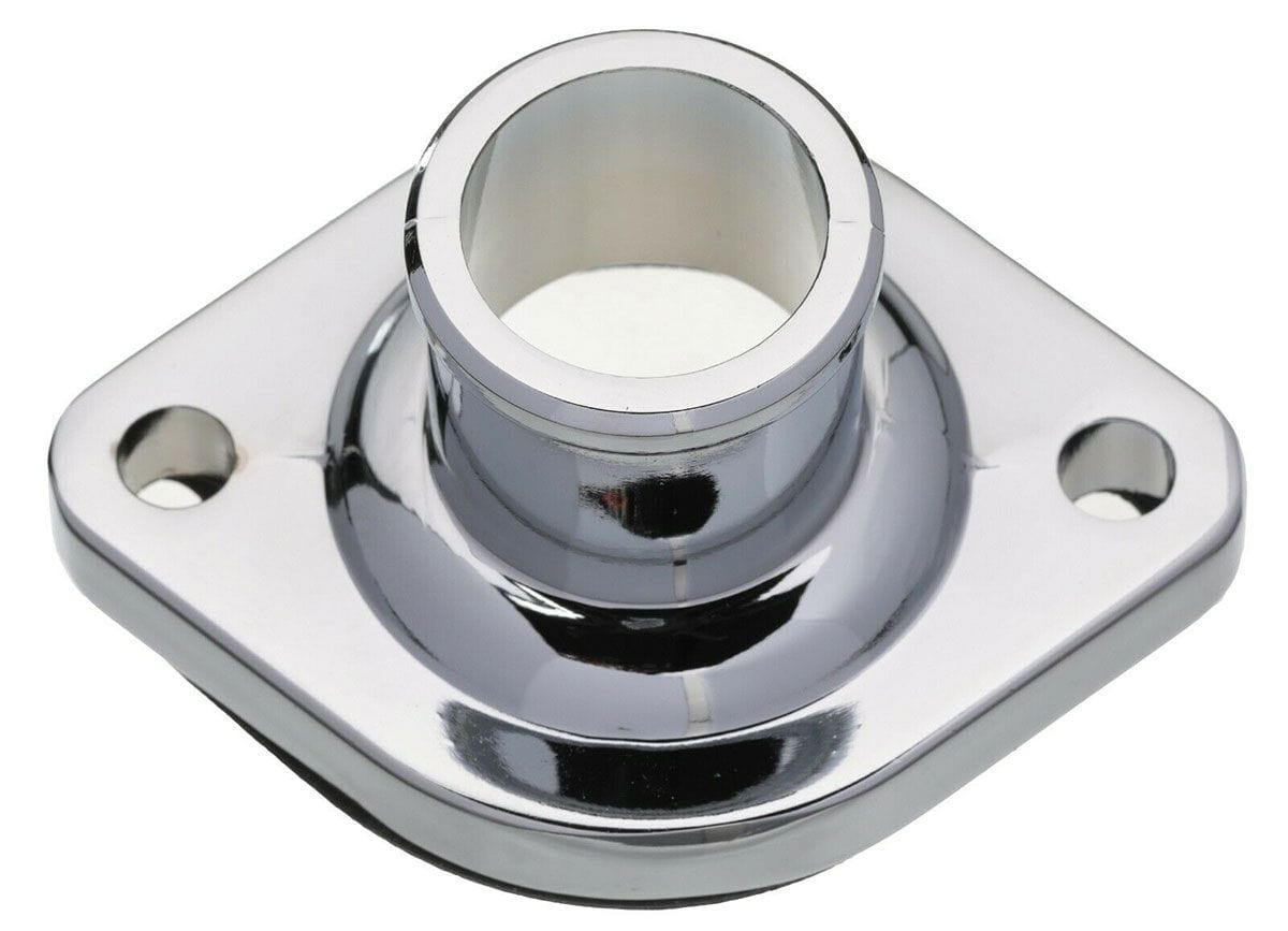 RPC Fits Chrysler V8 1964-On Racing Power Company Chrome Steel Thermostat Housing, Gasket Style RPCR4987 SR