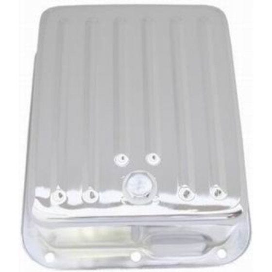 RPC Fits Ford C-4 Transmission, Drain Plug Included Racing Power Company Chrome Steel Transmission Pan, Finned Style (3-1/2" Deeper than Stock) RPCR9530 SR