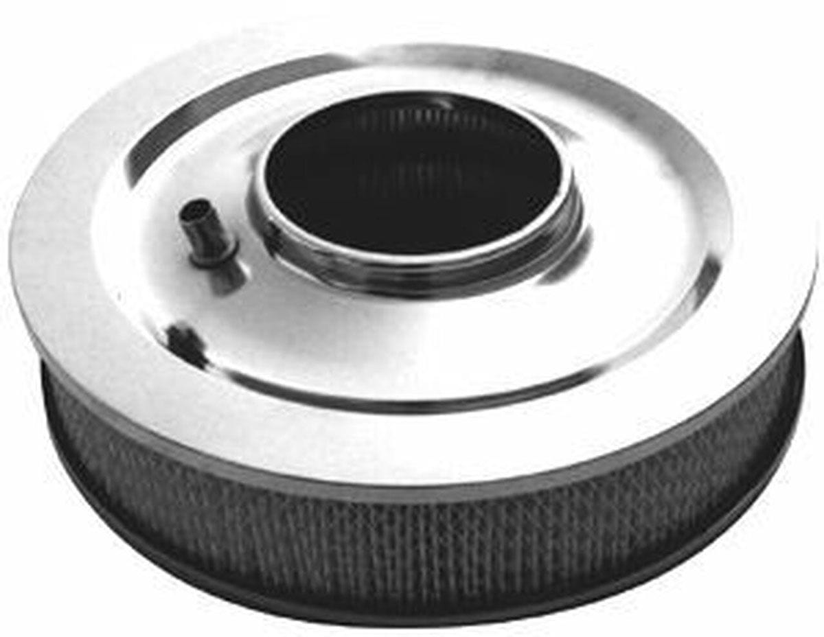 RPC Fits Single Quad Carburettors with 5-1/8" Neck, Steel Stud & Wing Nut Racing Power Company 14" x 3" Stainless Muscle Car Style Air Cleaner with Flat Base & Paper Element R SR