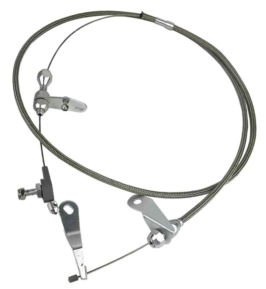 RPC Suit Ford C4, 24" Long Racing Power Company Kick Down Cable Braided Stainless Steel RPCR5100 SR