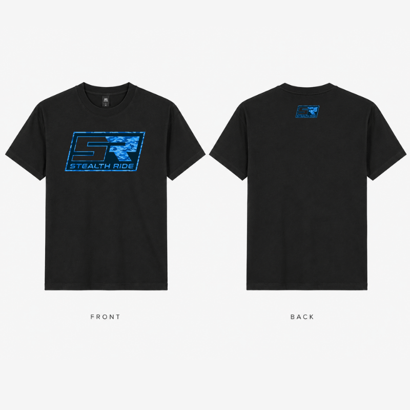 Stealth Ride Merchandise Stealth Ride - CLASSIC CAMO BLUE LOGO T-SHIRT SR