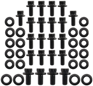 Small Block Ford Windsor & Ford Cleveland Oil Pan Bolt Kit - Black Fin
