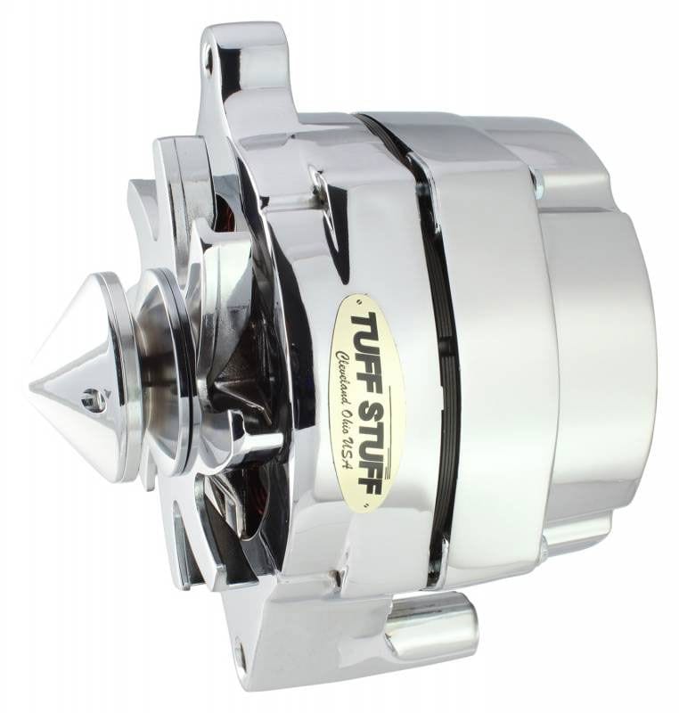 TUFFSTUFF 100 AMP, 1 Wire, Internal Regulator, Single V Groove Pulley Tuffstuff Chrome Smooth "Silver Bullet" Ford Alternator TUF7068ABULL SR