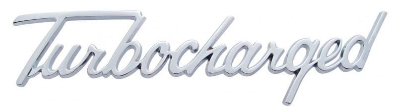 UPI With Studs & Clips UPI Reproductions Chrome "Turbocharged" Script Emblem UPS1013 SR