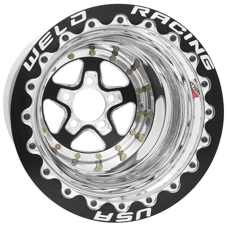 Weld Racing 5 x 4.75" Bolt Circle with 3" Backspace Weld Racing Aluma-Star 15 x 12" Wheel, Black Center, Double Beadlock WE88B-512276MB SR