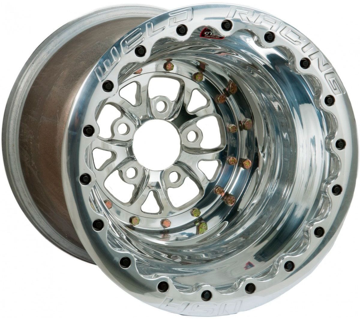 Weld Racing 5 x 4.75" Bolt Circle with 4" Backspace Weld Racing V-Series 15 x 8" Wheel, Polished, Single Beadlock for M/T WE84P-508278G SR
