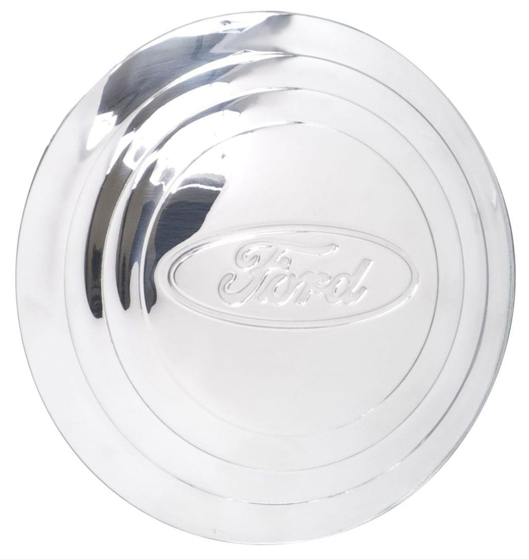 WHEELVINT Ribbed With Ford Logo Wheel Vintiques Chrome Street Rod Wire Cap WV2002 SR