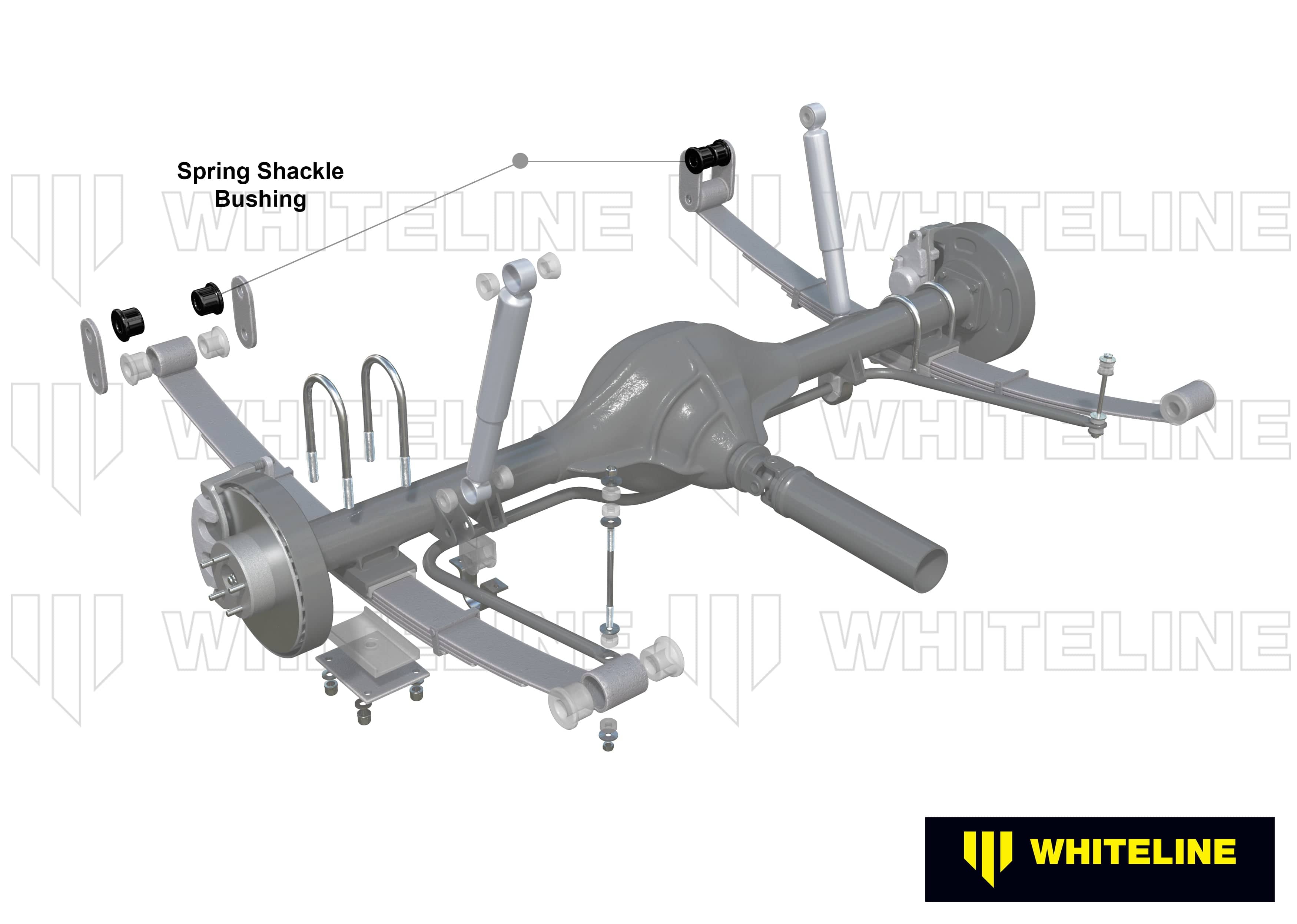 Whiteline 10 x 16 x 26 cm Rear Leaf Spring - Front Eye Bushing Kit to Suit Ford Falcon/Fairlane X-AU and Mustang Classic SR