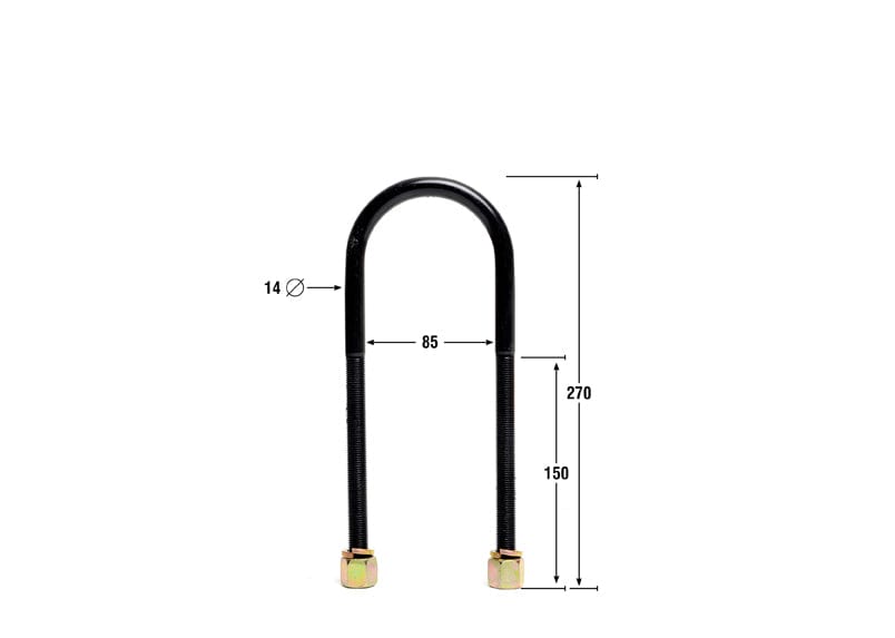 Whiteline 40 x 20 x 10 cm / ID=85mm, L=270mm, Thread=M14 - round top Universal U Bolts - ID=85mm, L=270mm, Thread=M14 - round top SR