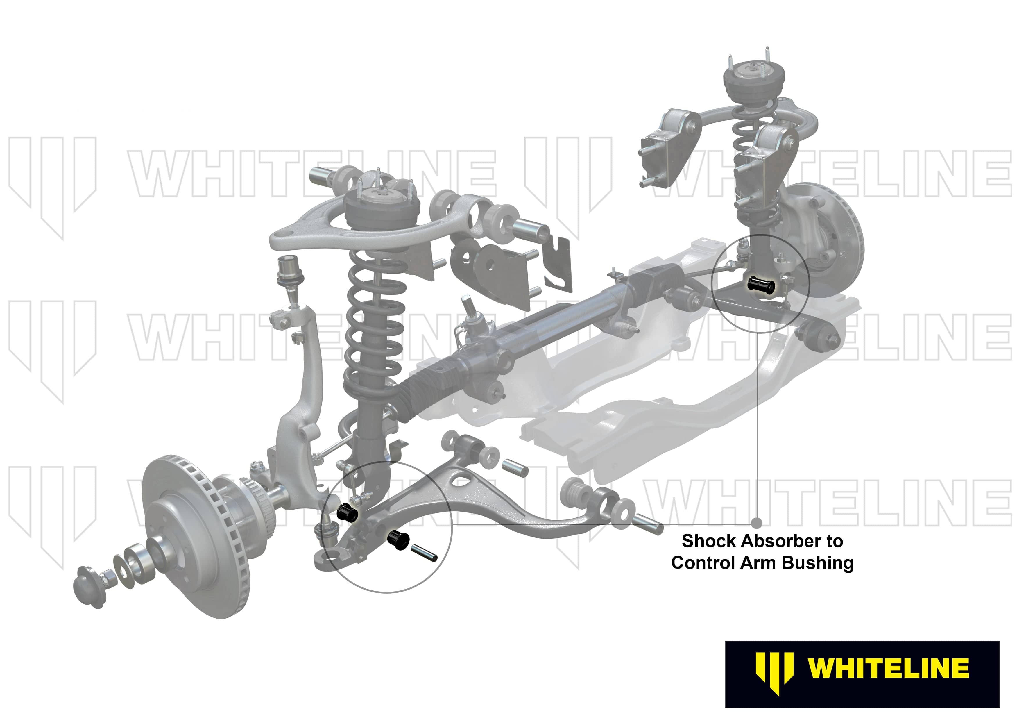 Whiteline 7 x 14 x 20 cm Front Shock Absorber - To Control Arm Bushing Kit to Suit Honda Accord Euro CL and Odyssey RB SR