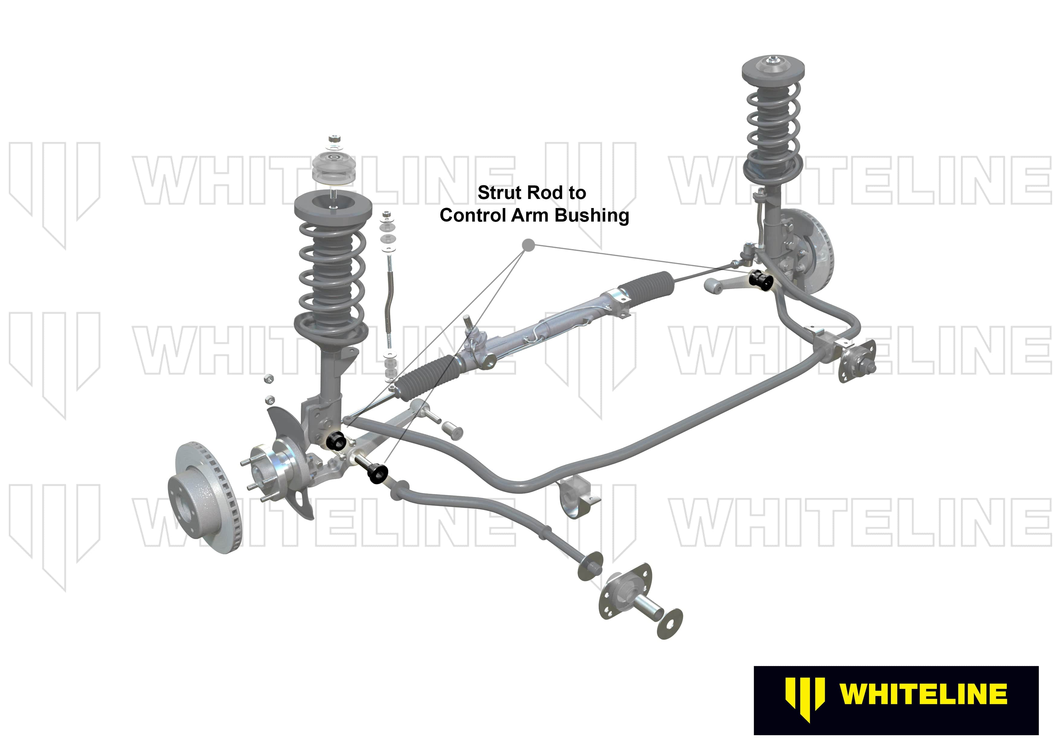 Whiteline 7 x 14 x 20 cm / Heavy duty Front Strut Rod - To Control Arm Bushing Kit to Suit Holden Commodore VB-VZ and HSV SR