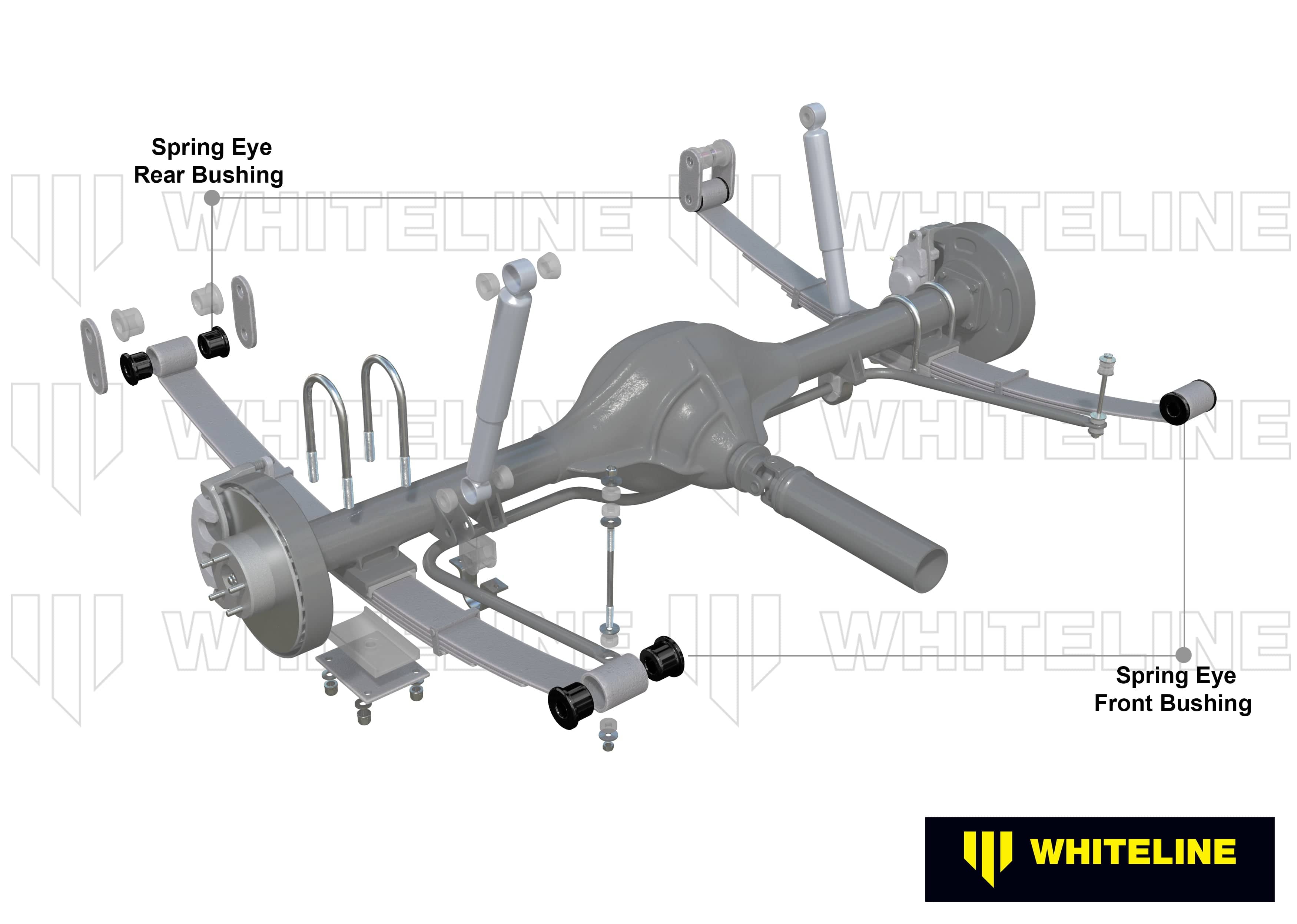 Whiteline 7 x 14 x 20 cm Leaf Spring - Front and Rear Eye Bushing Kit to Suit Toyota Coaster and Dyna SR