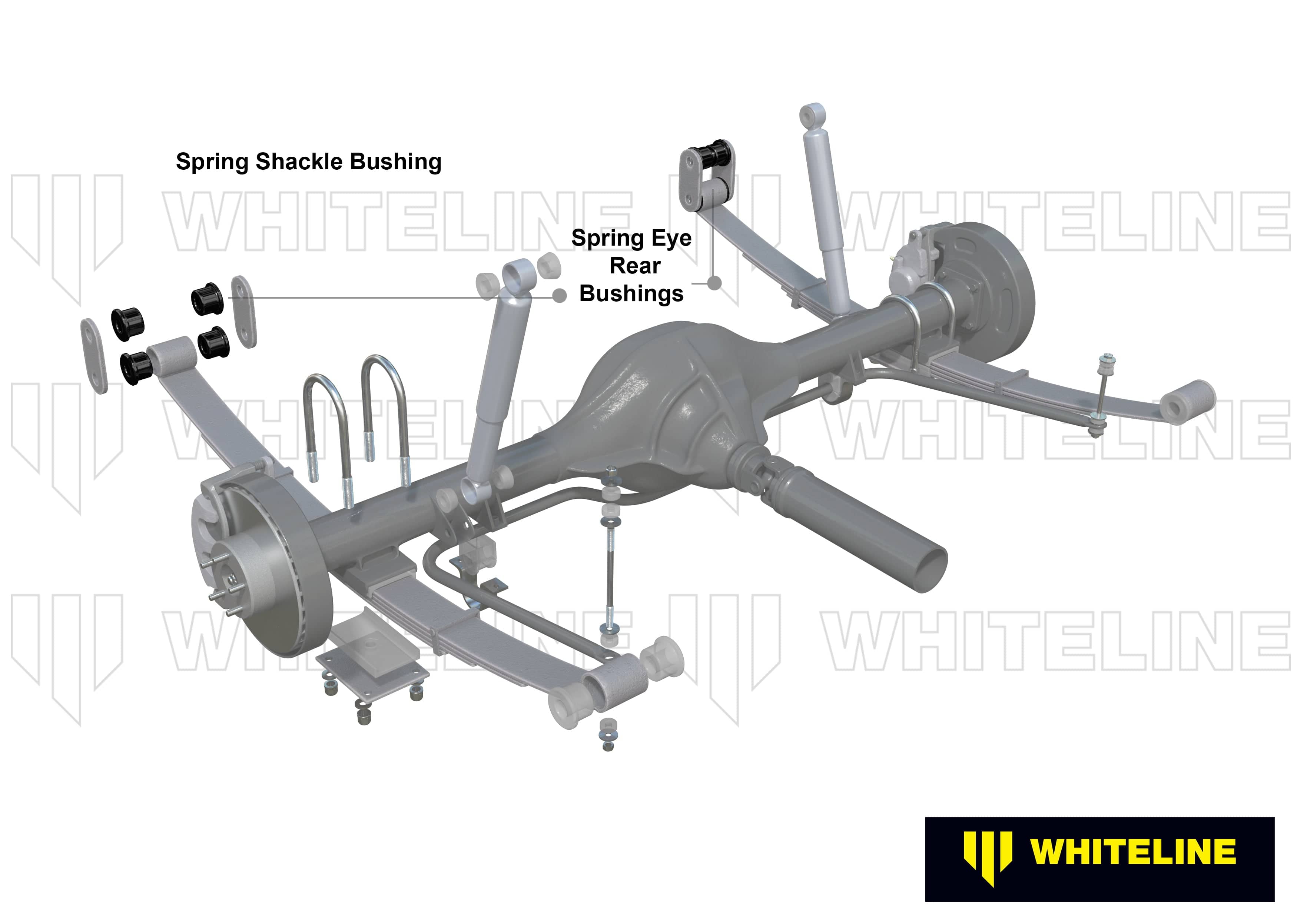 Whiteline 7 x 14 x 20 cm Leaf Spring - Shackle Bushing Kit to Suit Holden Colorado, Isuzu D-Max, LDV T60 and Toyota HiLux SR