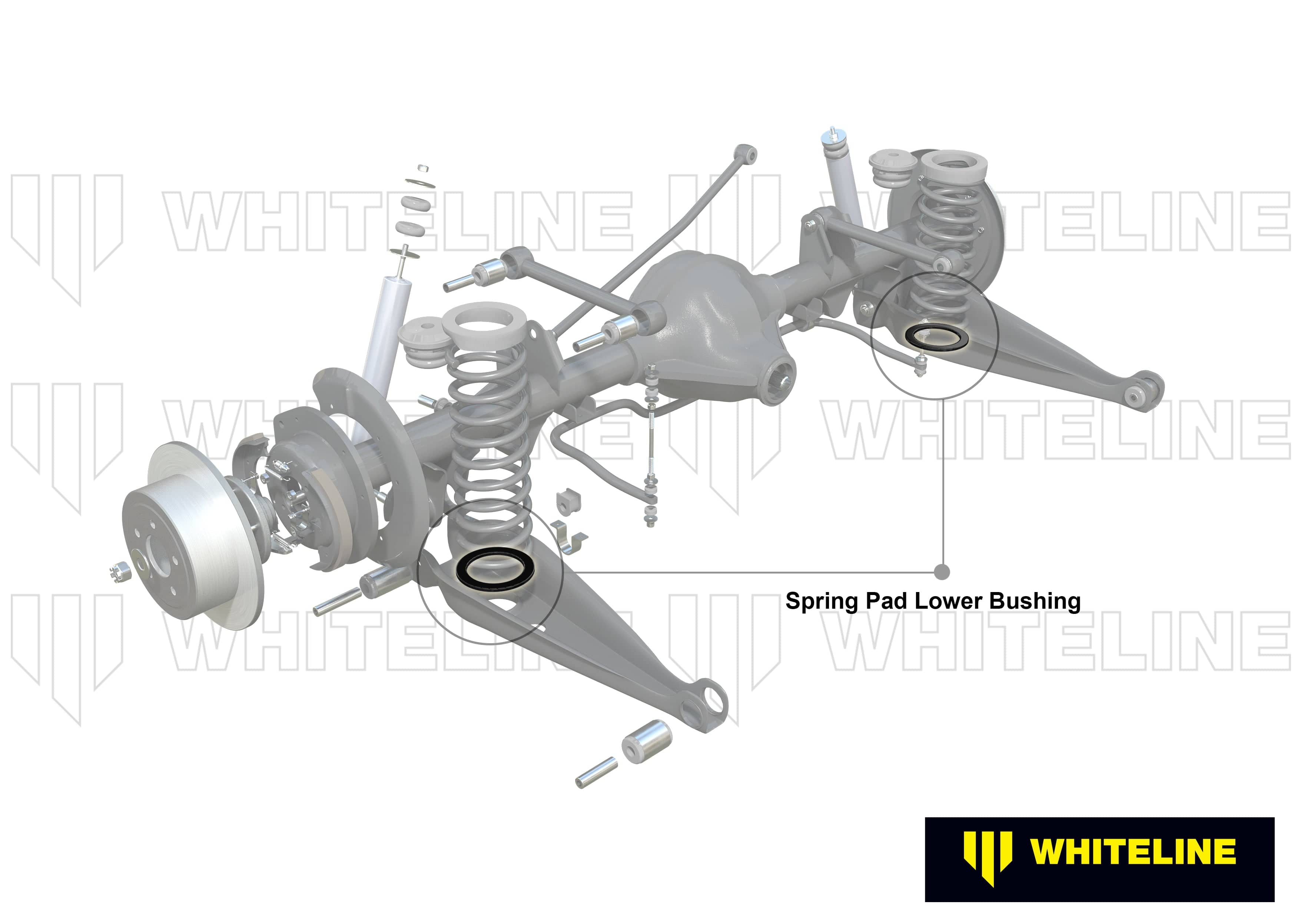 Whiteline 7 x 14 x 20 cm / OD=115, ID=83, H=8mm Rear Coil Spring Pad - Bushing Kit to Suit Holden Commodore VB-VS and HSV SR