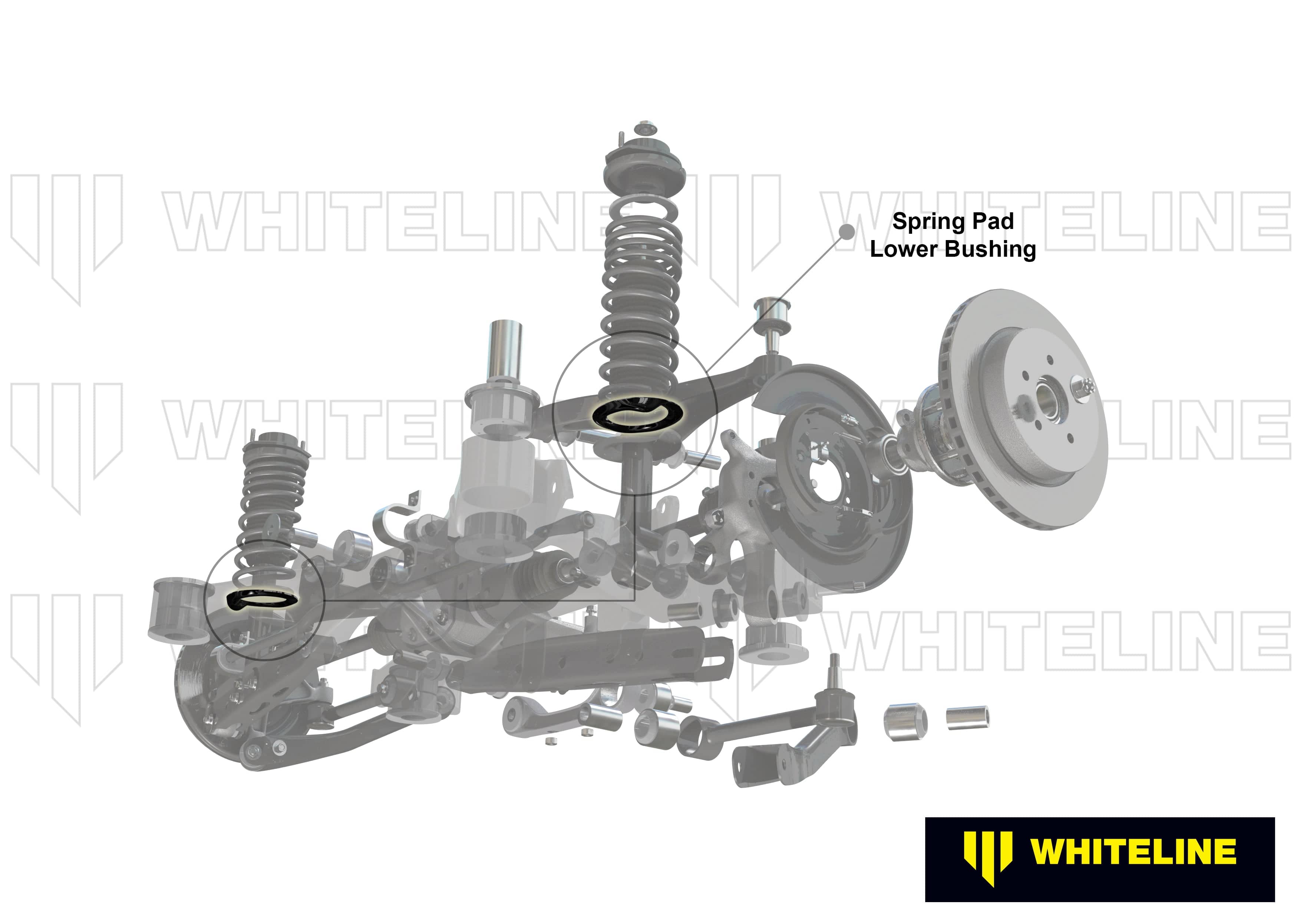 Whiteline 7 x 14 x 20 cm / OD=140, ID=32, H=8mm Rear Coil Spring Pad - Lower Bushing Kit 12mm Ride Height to Suit BMW 3 Series, M3, Z4 E36, E46, Holden Commodore VN-VZ and HSV SR