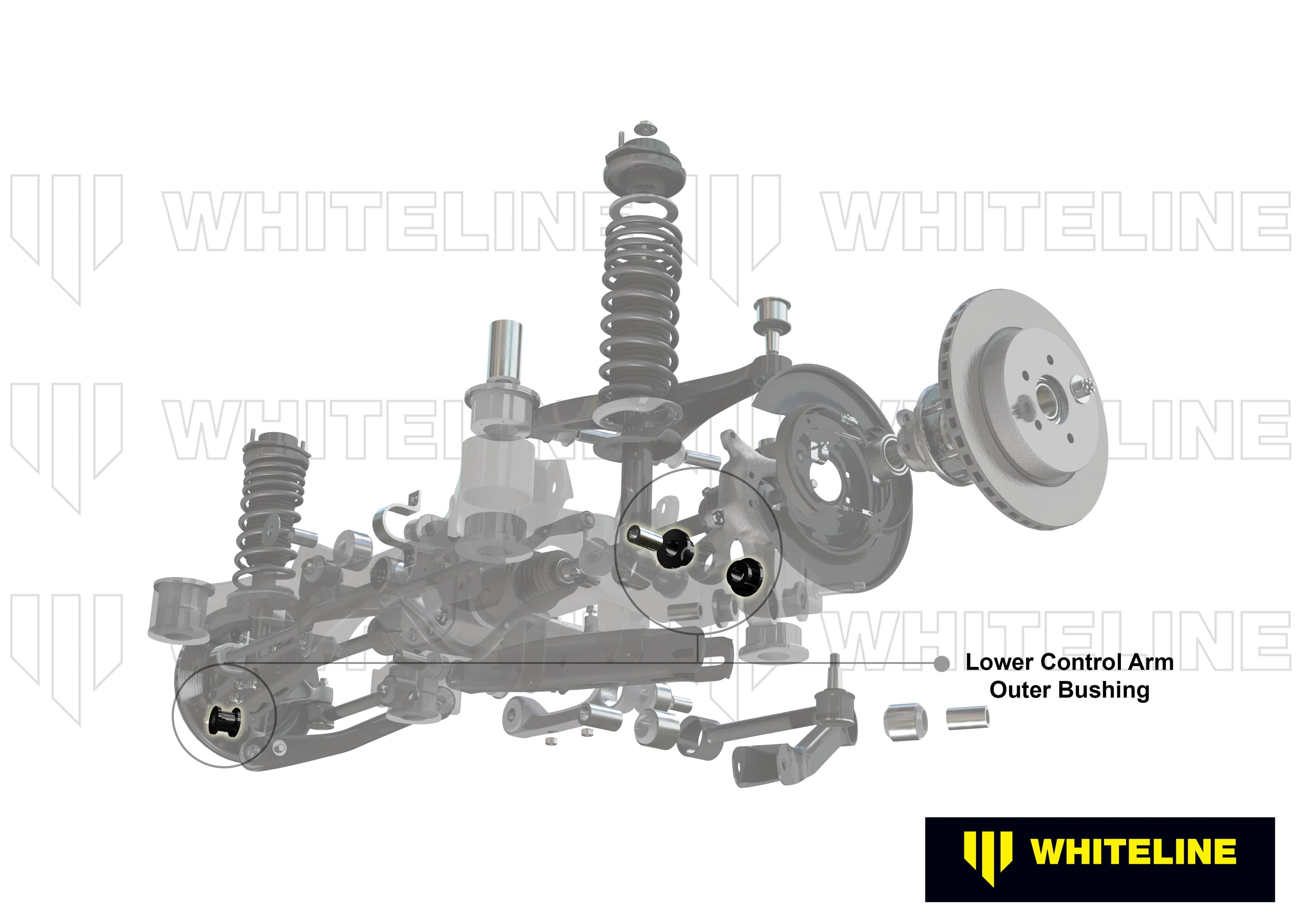 Whiteline 7 x 14 x 20 cm Rear Control Arm Lower - Bushing Kit to Suit Mitsubishi Lancer Evo IV-IX SR