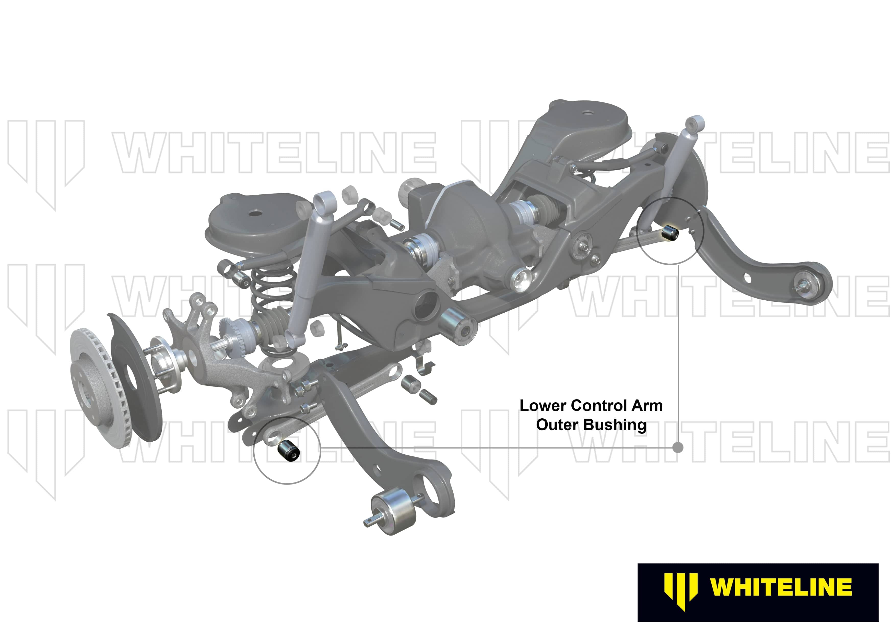 Whiteline 7 x 14 x 20 cm Rear Control Arm Lower Front - Outer Bushing Kit to Suit Audi, Seat, Skoda and Volkswagen MQB Fwd/Awd SR