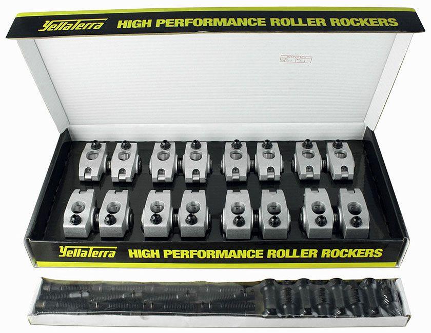Yella Terra Suit SB Chev With AFR 180 & 220 Heads With .274" Offset Inlet Yella Terra Platinum Roller Rocker Set 1.65/1.55 Ratio (7/16" Mount, Twin Shaft Adjustable) SR