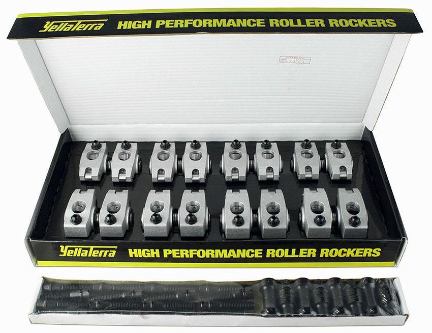 YT Suit SB Chev With AFR 227 Heads With .206" Offset Inlet Yella Terra Platinum Roller Rocker Set 1.5 Ratio (7/16" Mount, Twin Shaft Adjustable) YT6615 SR