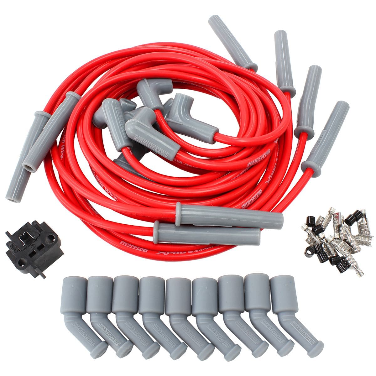 Xpro Universal 8.5mm V8 Ignition Lead Set with 180° Spark Plug Boots - Red