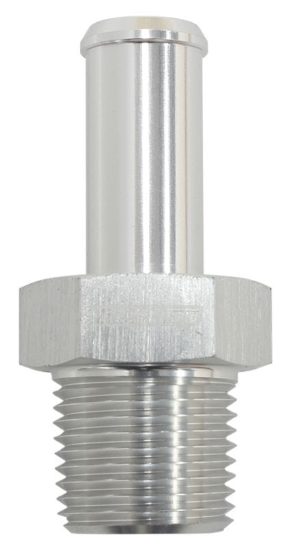 Aeroflow Performance 1/2" NPT to -10 100/450 series Hose, Silver Finish Aeroflow Male NPT to Straight AN Hose Barb AF841-10ANS SR