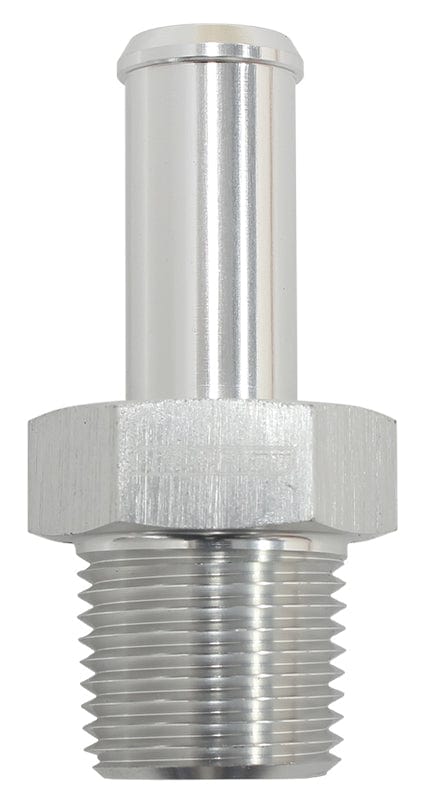 Aeroflow Performance 1/8" NPT to -4 100/450 series Hose, silver Finish Aeroflow Male NPT to Straight AN Hose Barb AF841-04ANS SR