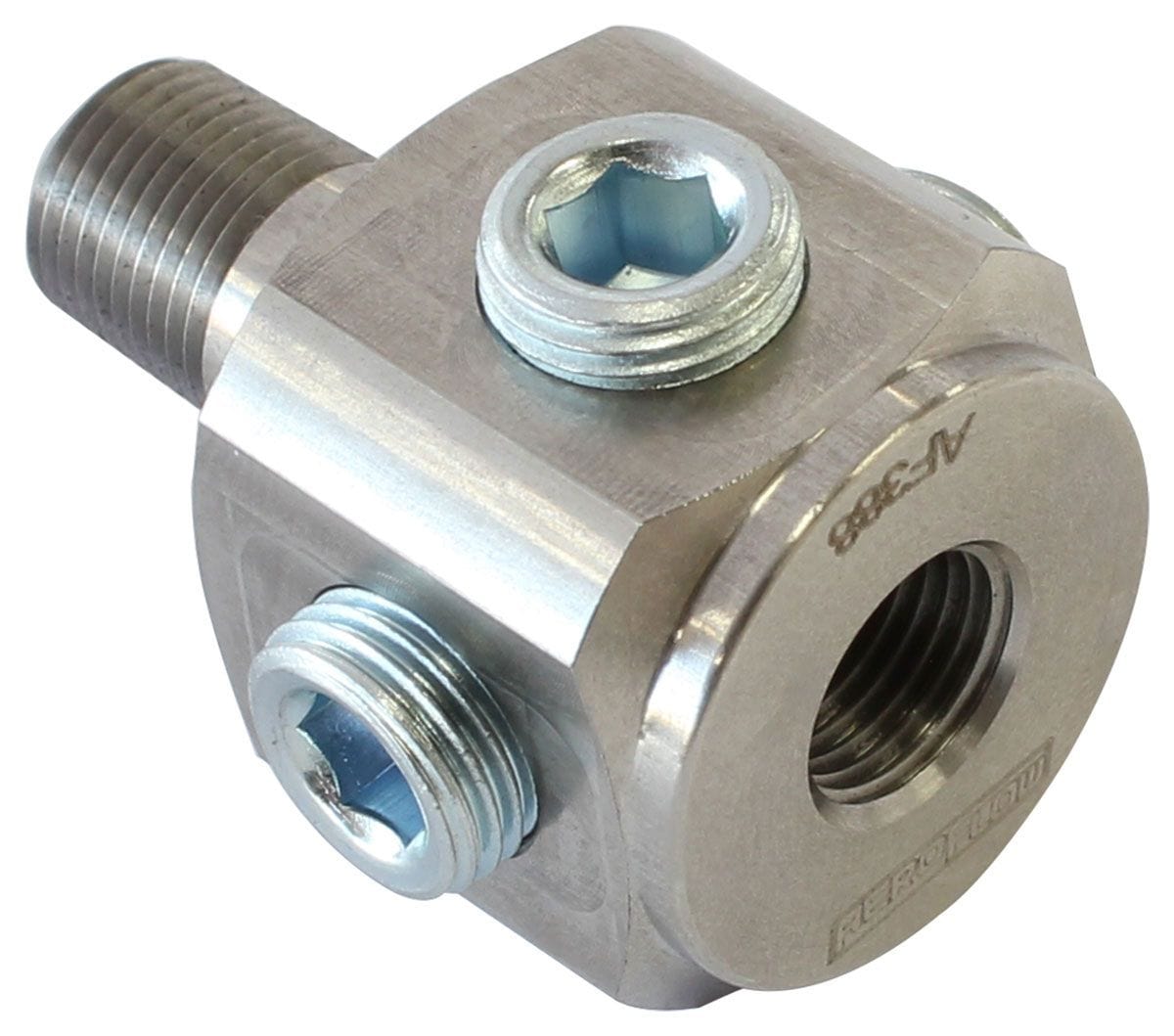 Aeroflow Performance 1 x Male 1/8" BSP with 5 x Female 1/8" NPT Aeroflow BSP To NPT Block Tee Stainless Steel Adapter AF388 SR