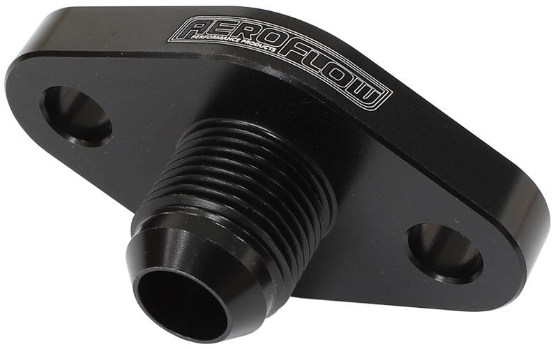 Aeroflow Performance -10AN ORB outlet, 52.4mm bolt centre, Black Finish Aeroflow Turbo Drain Adapter AF463-07 SR