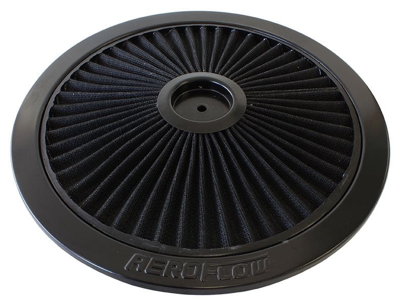 Aeroflow Performance 14" diameter, black washable cotton element Aeroflow Black Full Flow Air Filter Top Plate AF2251-1401 SR